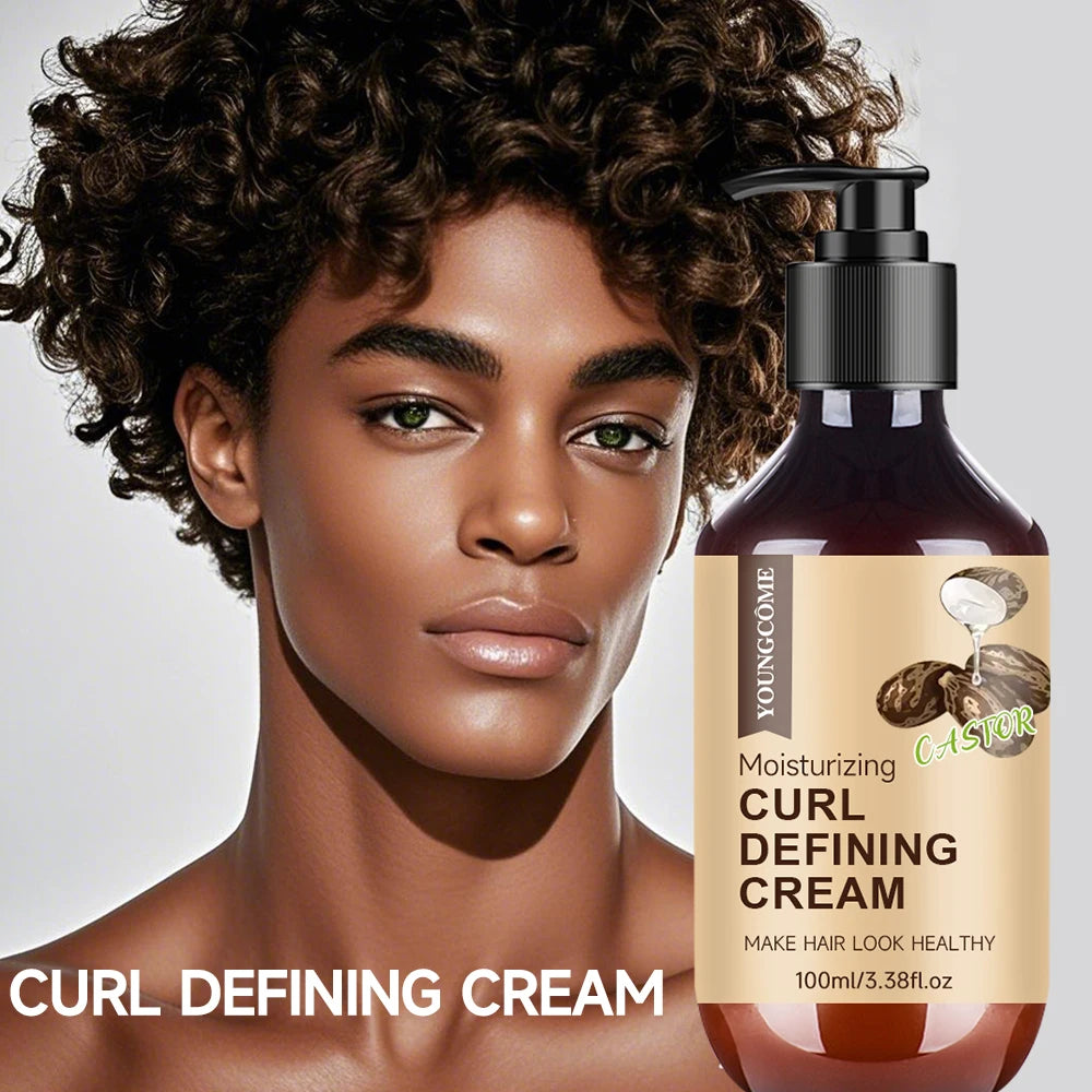 100ML Men's Castor Oil Curling Cream with Rosemary and Peppermint to Control Curling Peaceful Pleasures Health and Wellness