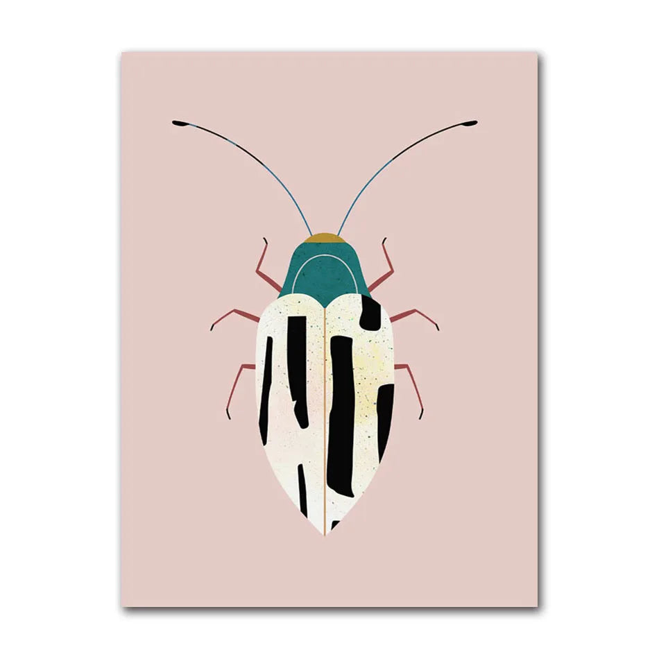 Butterfly Wall Art Ladybug Tiger Moth Beetle Feather Canvas Painting Nordic Poster Printing Wall Picture Bedroom Decoration Peaceful Pleasures Health and Wellness 61069-04 20x30cm