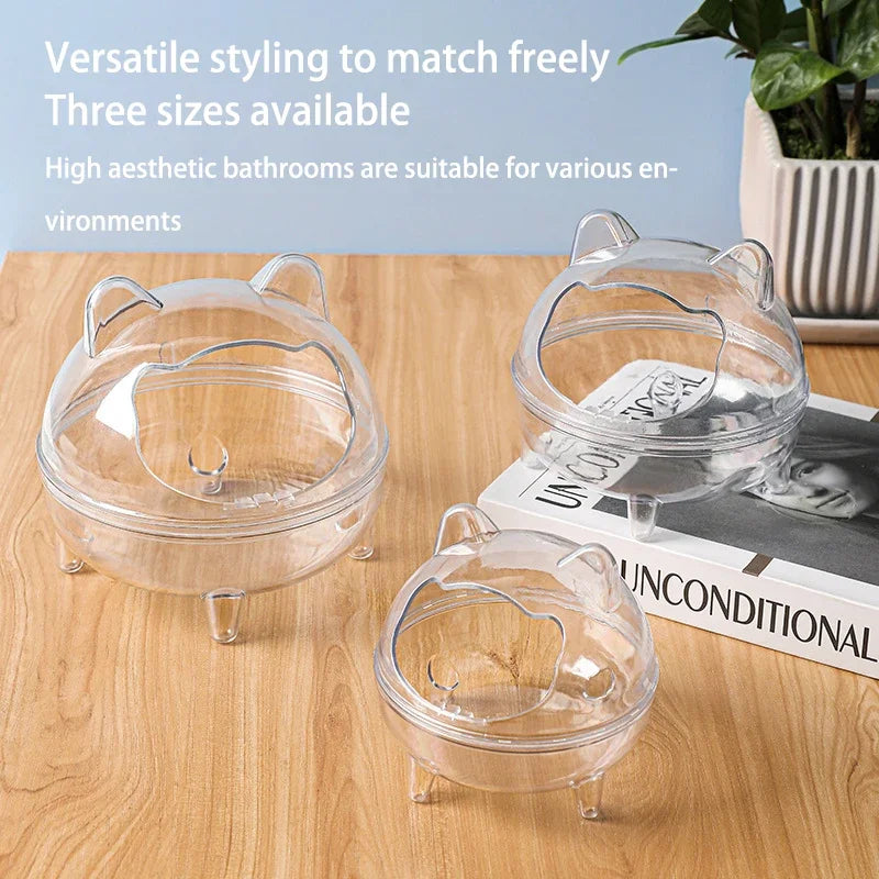 Transparent Hamster Sand Bath Cage | Splatter-Proof Shower Room