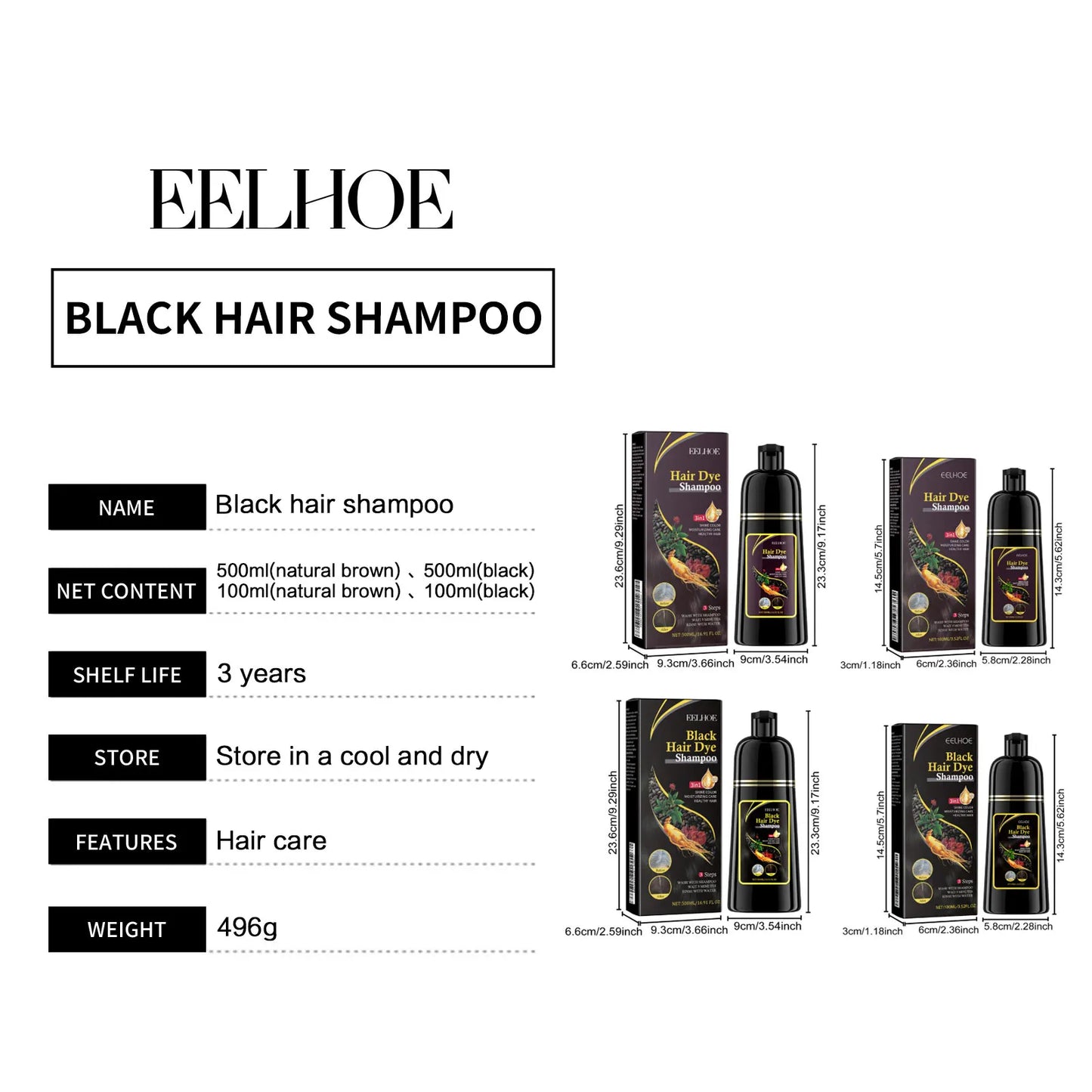 EELHOE Ginseng Gray Hair Darkening Shampoo | 3-in-1 Color