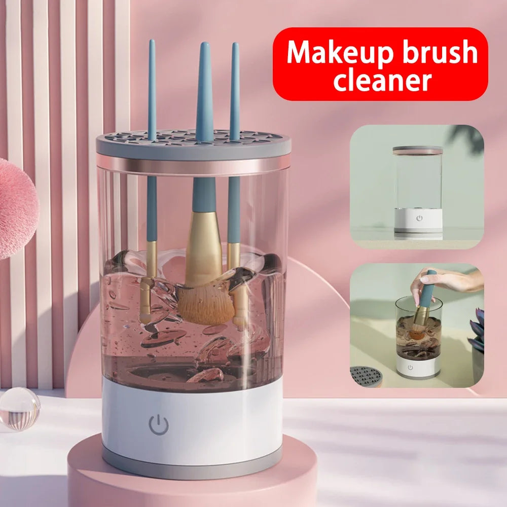 Makeup Brush Washer Lazy Electric Cleaning Brush Washing Tool Beauty Cleaning Tool Automatic Electric Makeup Brush 3in1 Portable Peaceful Pleasures Health and Wellness