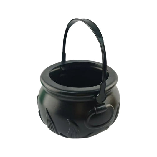 Halloween Witch Cauldron Candy Bucket – Flame Stripe Pot Decor Halloween Candy Bucket Oasis Select