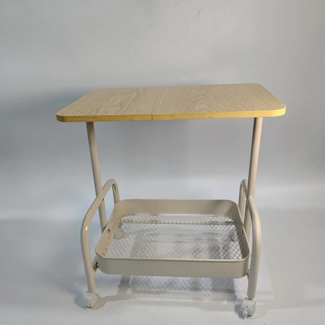 Space Saving Portable Slim Mobile Double Layer Rolling 2 Tier Tea Cart Side Table For Living Room Bedroom Kitchen Office Peaceful Pleasures Health and Wellness 2 Layers Wood