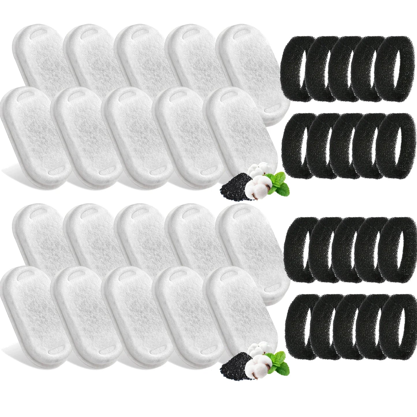 10PCS/20PCS Cat Water Fountain Activated Carbon Dog Water Bowl Dispenser Replacement Filters with Sponges for Home Pet Hydration Peaceful Pleasures Health and Wellness 20PCS