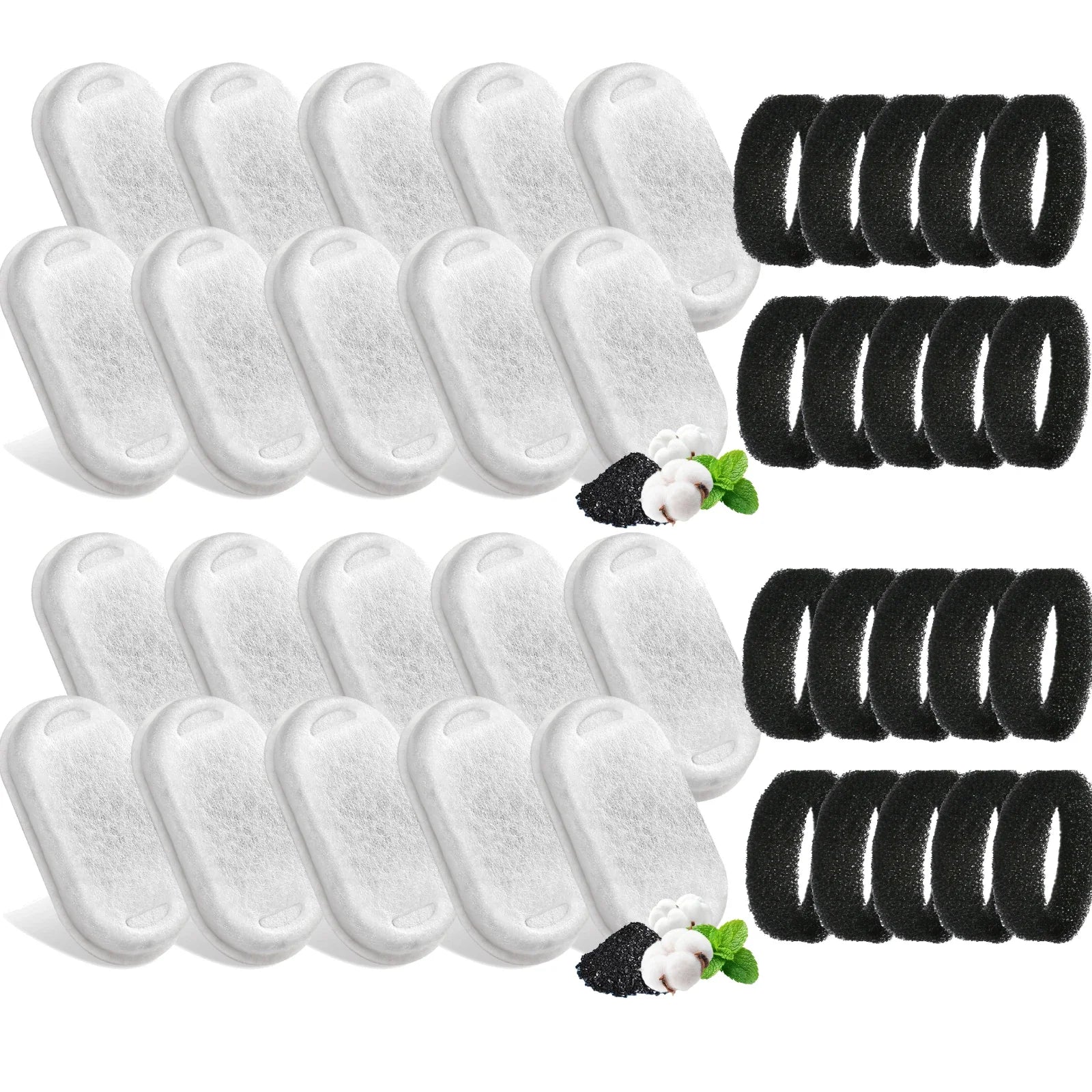 10PCS/20PCS Cat Water Fountain Activated Carbon Dog Water Bowl Dispenser Replacement Filters with Sponges for Home Pet Hydration Peaceful Pleasures Health and Wellness 20PCS