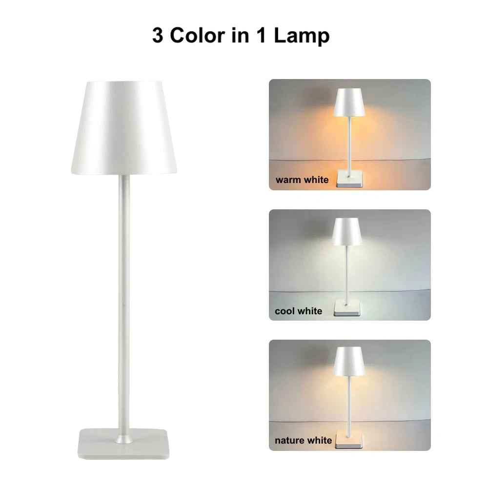 Rechargeable Table Lamp LED Touch Sensor Desktop Night Light Wireless Reading Lamp for Restaurant Hotel Bar Bedroom Decor Light Peaceful Pleasures Health and Wellness E Style-Silver