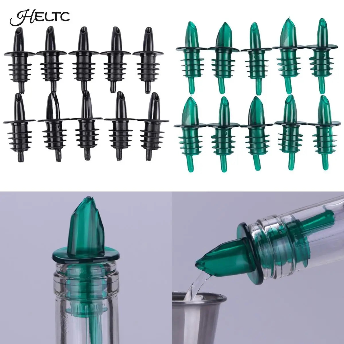 10-Pack Bottle Pourers & Stoppers for Liquor, Wine & Oil