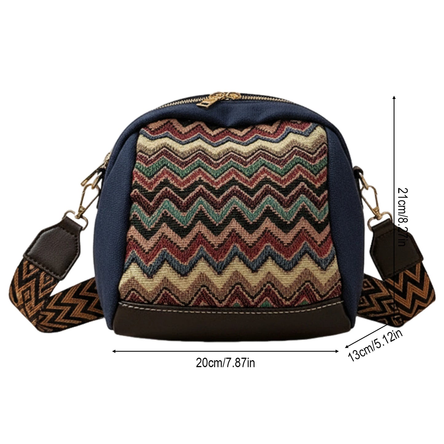 Ethnic Style Canvas Shoulder Bag For Women Large Capacity Mobile Phone Bag With Adjustable Strap Peaceful Pleasures Health and Wellness