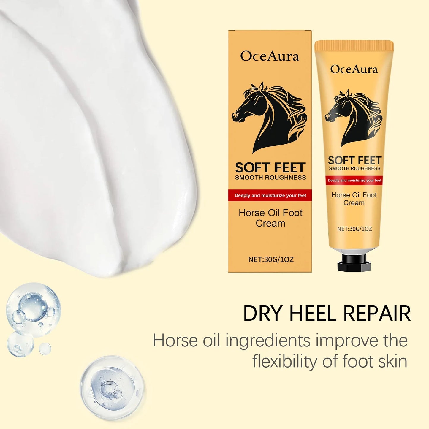 OceAura Horse Oil Foot Cream – Heel Repair & Callus Softener