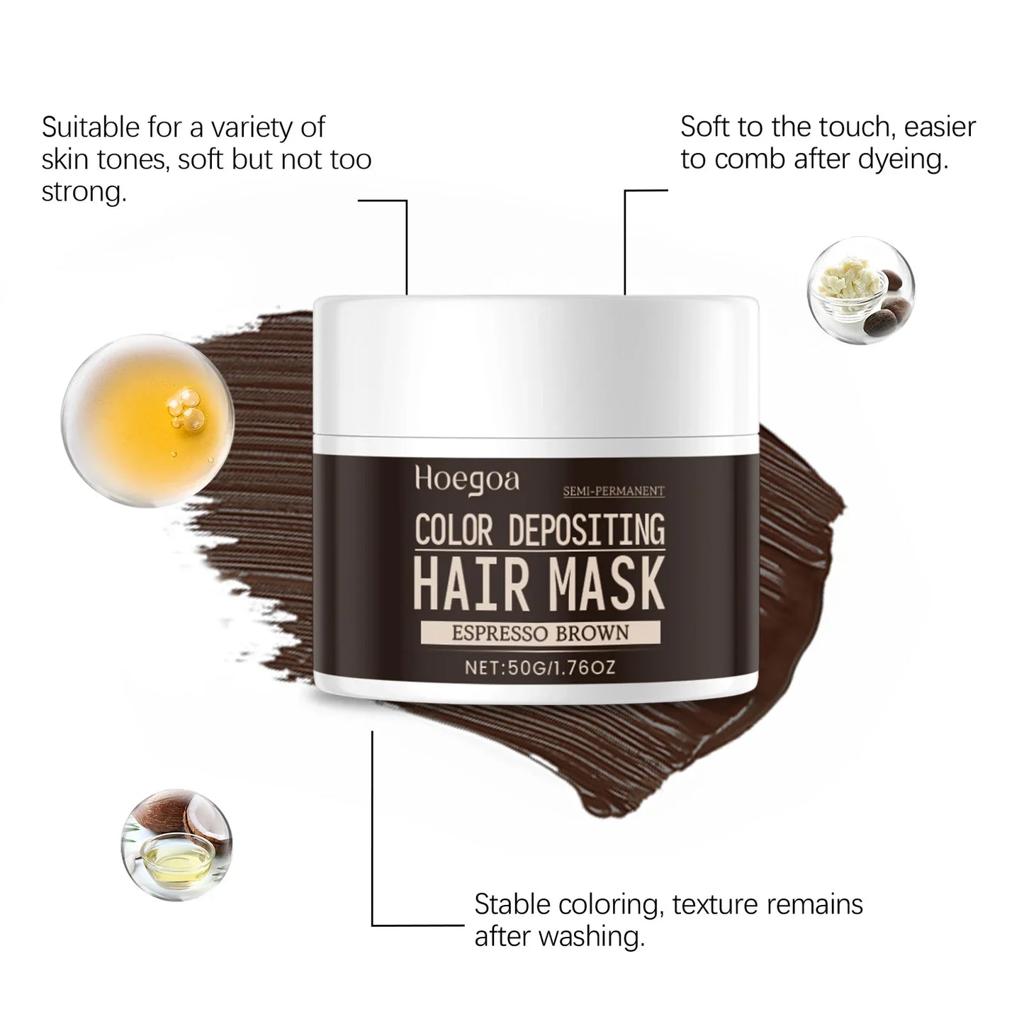HOEGOA Brown Hair Dye Cream – Natural, Long-Lasting Color