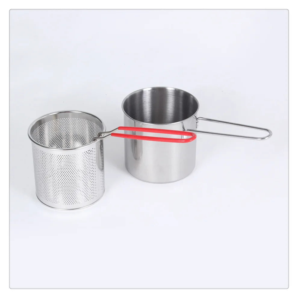 Stainless Steel Deep Fryer With Frying Basket Multifunctional Small Pot Kitchen Specific Frying Chicken And Other Cooking Tools Peaceful Pleasures Health and Wellness