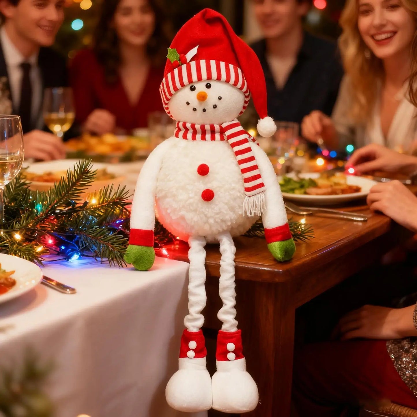 Christmas Plush Standing Snowman Decor | Retractable Leg Centerpiece