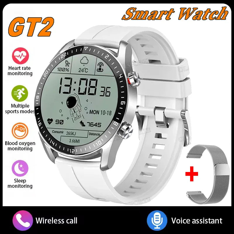 Men Women Bluetooth Call Smart Watch Heart Rate Blood Oxygen Sleep Health Monitoring GPS Sports Tracking Waterproof Smartwatch Peaceful Pleasures Health and Wellness Silver22Milan