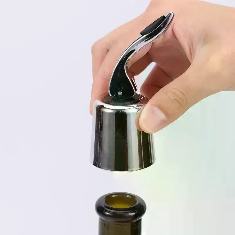 Stainless Steel Wine Bottle Stopper | Airtight Silicone Seal