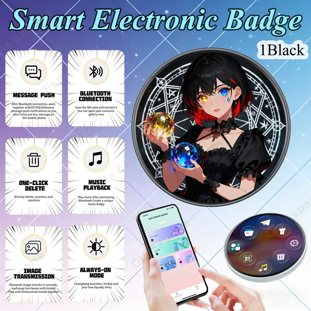 Anime Electronic Badge – Smart Screen Brooch for Fans & Events