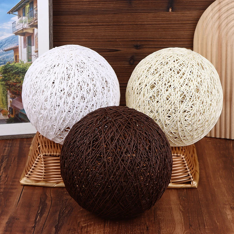 20cm Restaurant Bar Chandelier Rattan Ball Lampshade Handmade DIY Hand-woven Rattan Vine Ball Pendant Lampshade Light Lamp Shade Peaceful Pleasures Health and Wellness