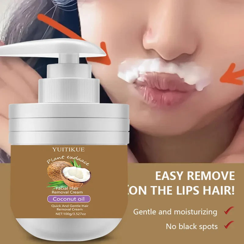 YUITIKUE Facial Hair Removal Cream 100g – Coconut Oil & Aloe