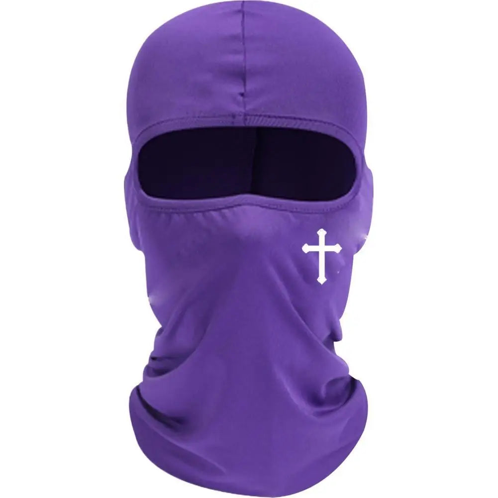 Christian Cross Balaclava Full Face Mask | Breathable Ski Mask Balaclava Face Mask Peaceful Pleasures Health and Wellness Purple