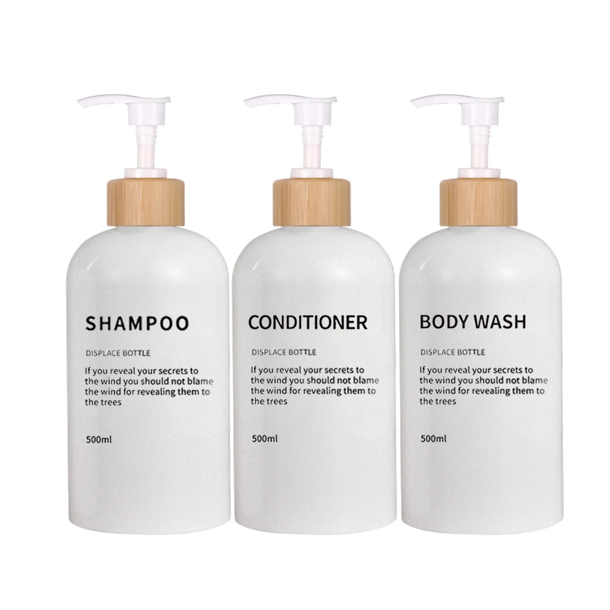 3 Pack Soap Dispenser Shampoo and Conditioner Dispenser Body Wash Shower Bottles Refillable Lotion Dispenser Bottle Peaceful Pleasures Health and Wellness White 1