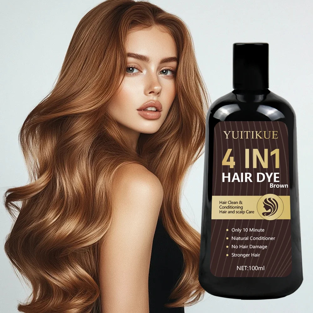YUITIKUE Organic Brown Hair Dye Shampoo – Gray Coverage 100ml Hair Dye Shampoo Peaceful Pleasures Health and Wellness