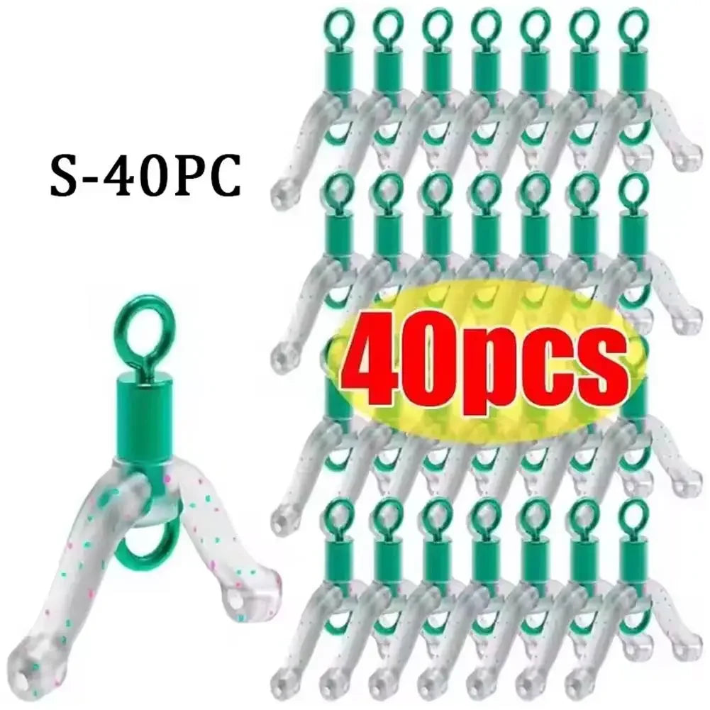 40pcs S/L Silicone Anti Tangle Device Fishing Line Splitter Hook Separator Carp Feeder Fishing Rigging Fishing Line Bifurcation Peaceful Pleasures Health and Wellness 40PCS green S