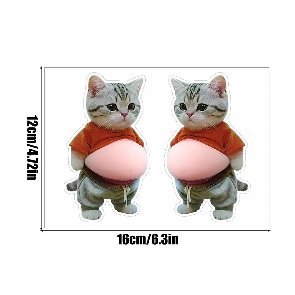 3D Cat Belly Squeeze Sticker – Cartoon Phone & Home Decor