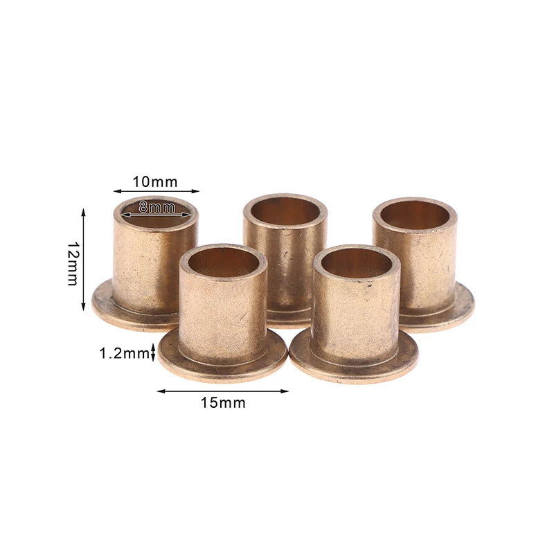 5Pcs Flange Bushing Copper Sleeve Inner Diameter 8MM Powder Metallurgy Oil Bearing With Edge Step Shoulder Peaceful Pleasures Health and Wellness 8x10x12