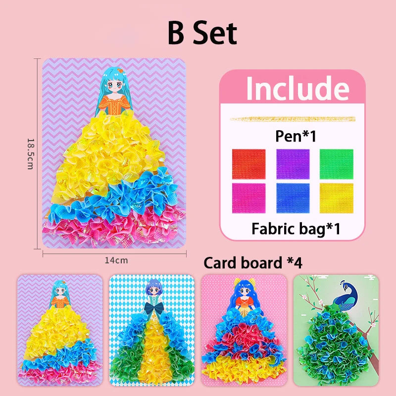 Funny Poke Puncture Painting Fabric Art Frenzy Kids Girls Cartoon
