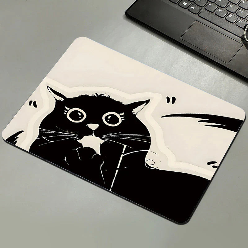 Black Cat Mousepad – Non-Slip Natural Rubber Desk Mat