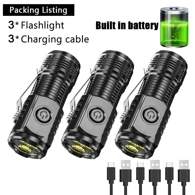 ZHIYU Mini USB Rechargeable LED Flashlight with Pen Clip