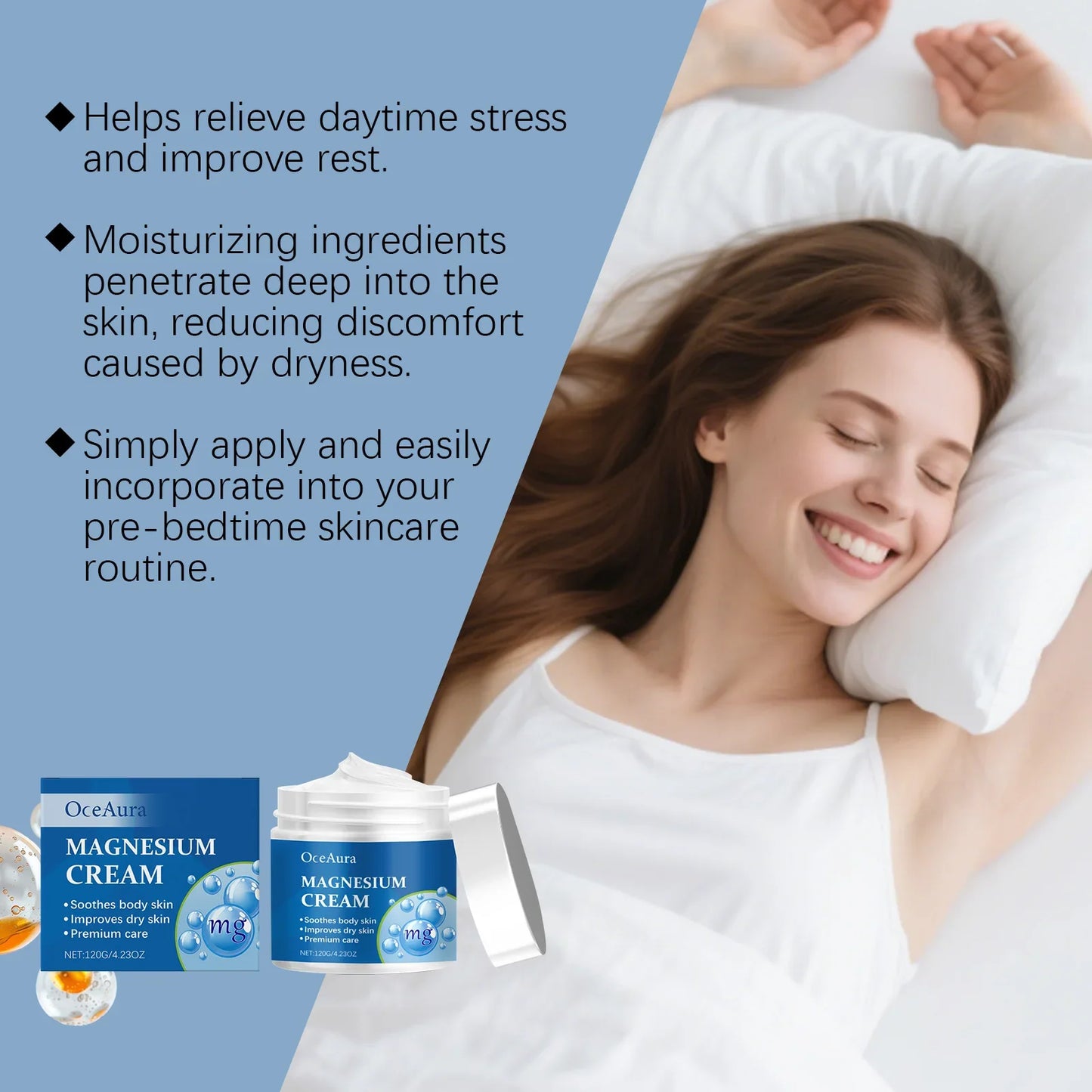OceAura Magnesium Cream – Nighttime Body Lotion | 120g
