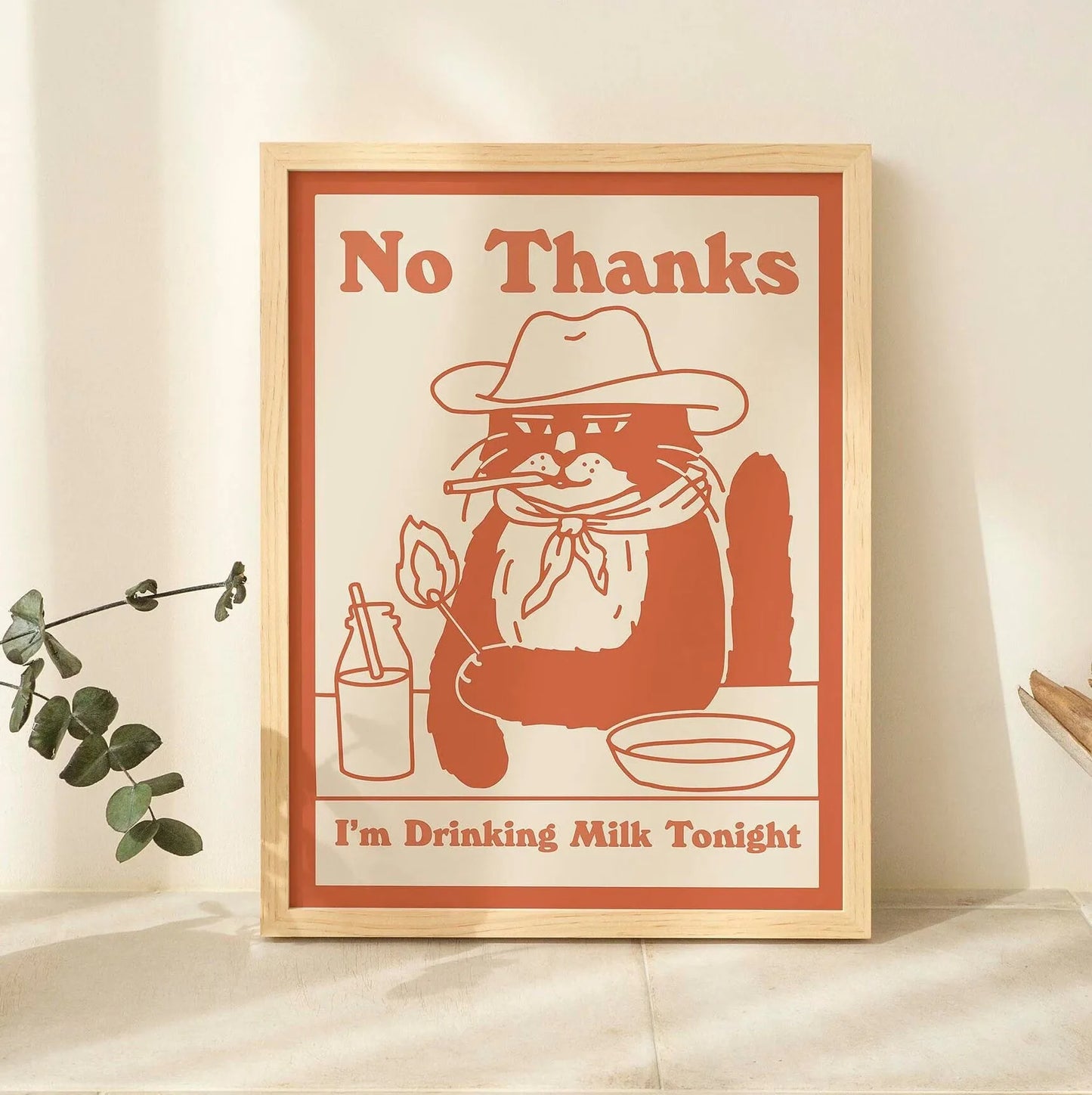 Funny Cat Canvas Wall Art | Spaghetti & Espresso Kitchen Decor