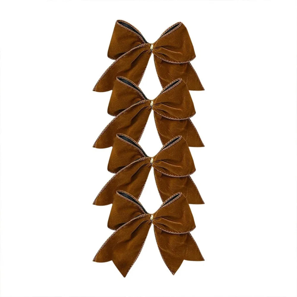 4-Pack Velvet Christmas Tree Bows – DIY Wreath Ribbon Décor