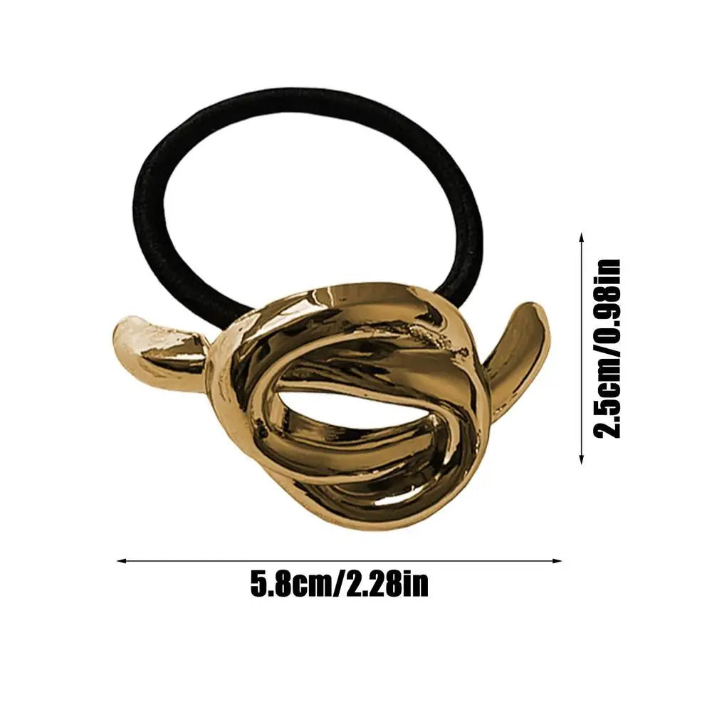 Gold Geometric Metal Hair Ties – Set of 4 Ponytail Holders