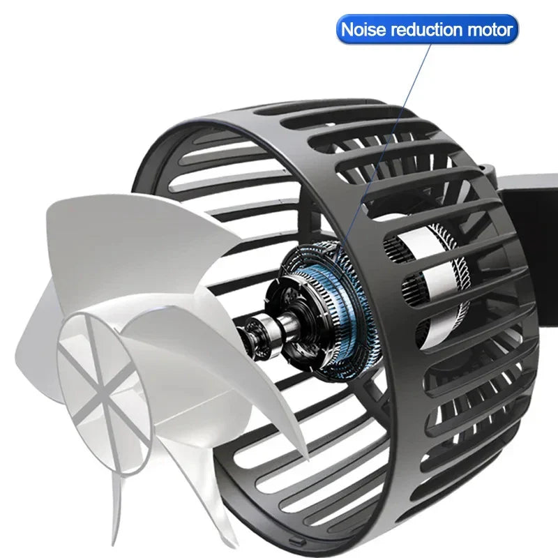 Car Seat Headrest Fan – 3-Speed USB Dual Head 360° Cooling