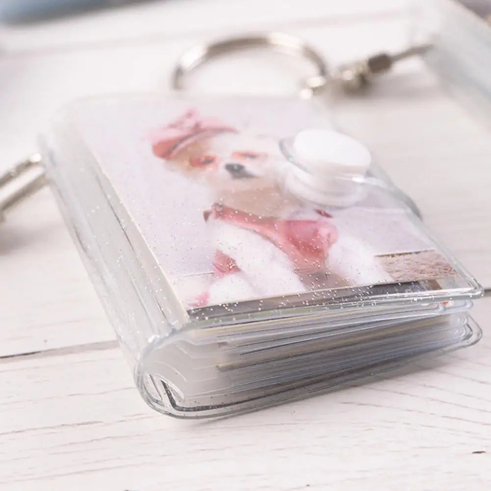 Mini Keychain Photo Album | Sequin PVC 2-Inch Card Holder Keychain Photo Album Peaceful Pleasures Health and Wellness