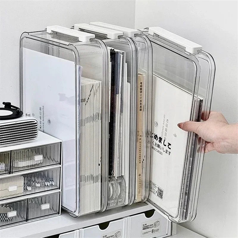 Paper Organizing Box Transparent Household Registration Book Junior High School Graduation Certificate A4 Paper File Storage Box Peaceful Pleasures Health and Wellness