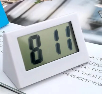 Mini LED Digital Desktop Clock Simple Small Portable Mute Big Digits Electronic Clock For Bedroom Elderly Student Exam Peaceful Pleasures Health and Wellness White