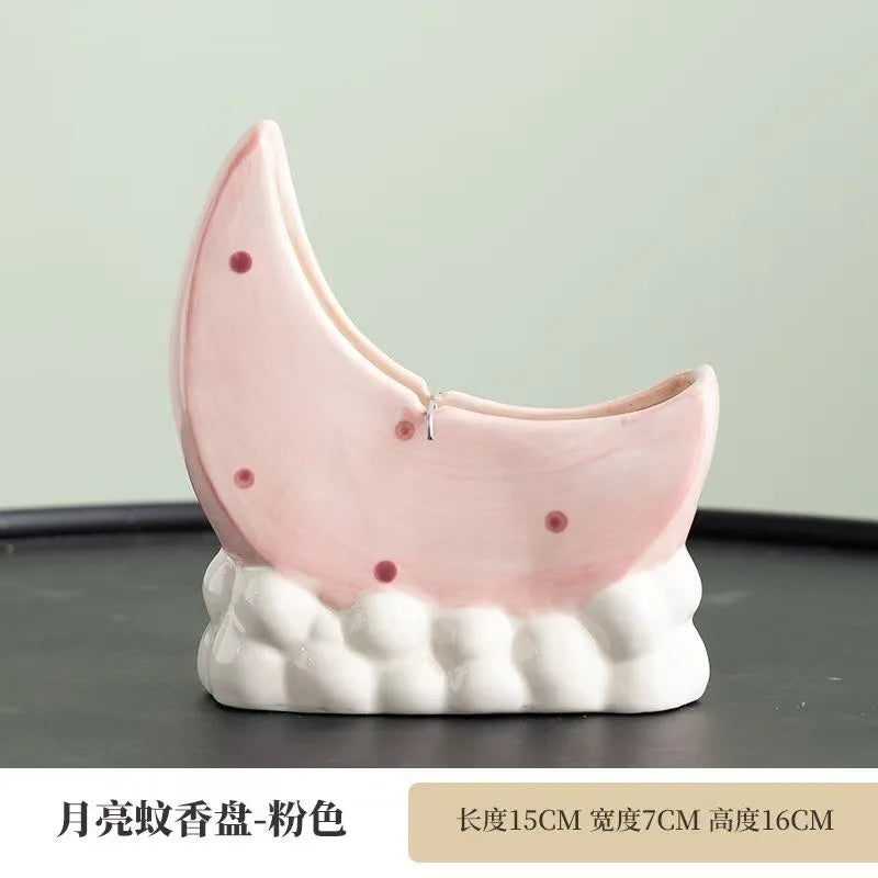 Ceramic Mosquito Coil Holder – Cute Indoor Minimalist Rack Mosquito Coil Holder Peaceful Pleasures Health and Wellness Pink