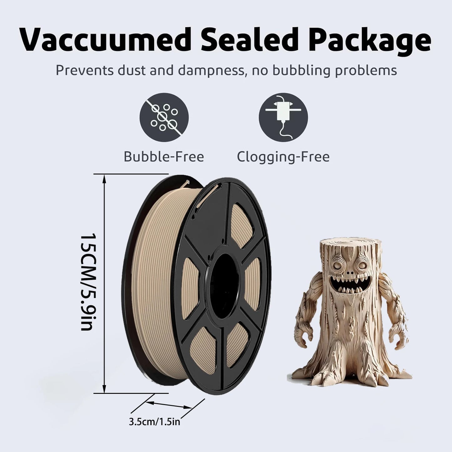 1.75mm Wood PLA Filament Bundle 4x250g – Vacuum Packed Spools