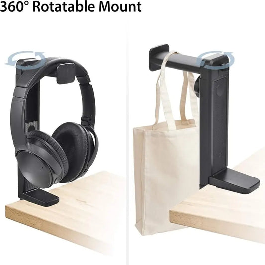 Adjustable Headphone Holder Rotatable No-Drill Gaming Headset Rack Support Universal Headphone Organizers Household Peaceful Pleasures Health and Wellness