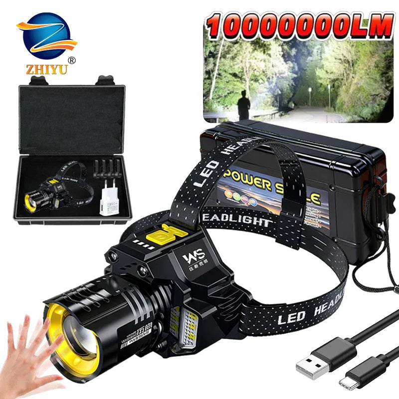 Rechargeable LED Sensor Headlamp – Zoomable COB 5-Mode Torch