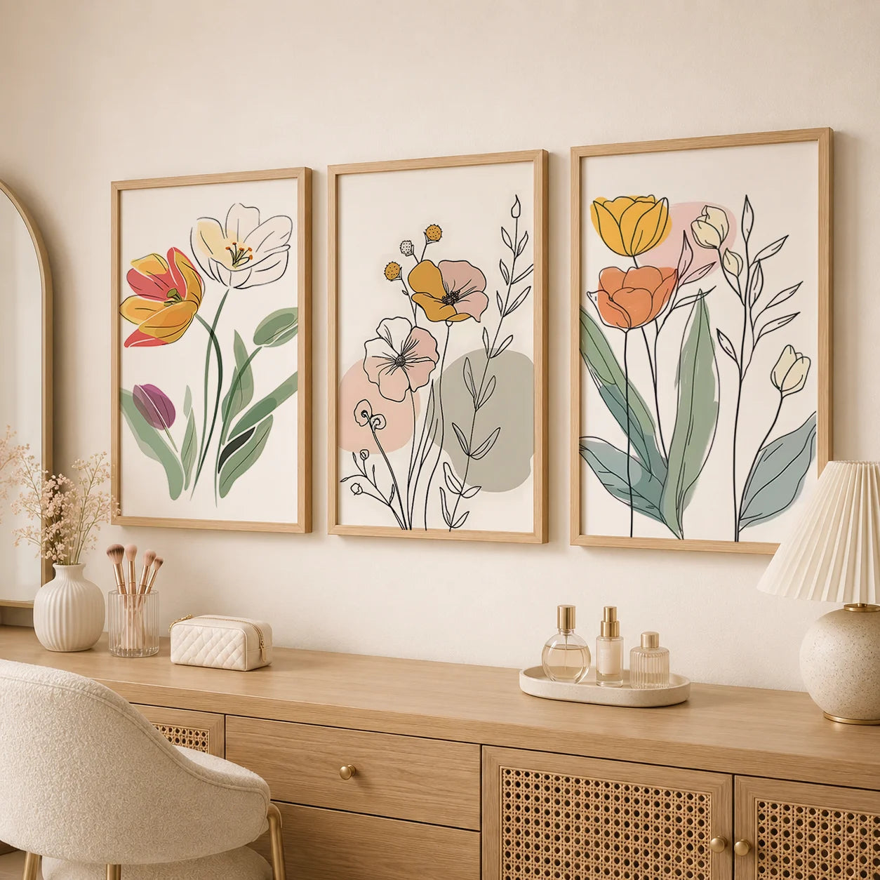 Nordic Tulip Canvas Wall Art | Minimalist Flower Poster Print Canvas Wall Art Peaceful Pleasures Health and Wellness