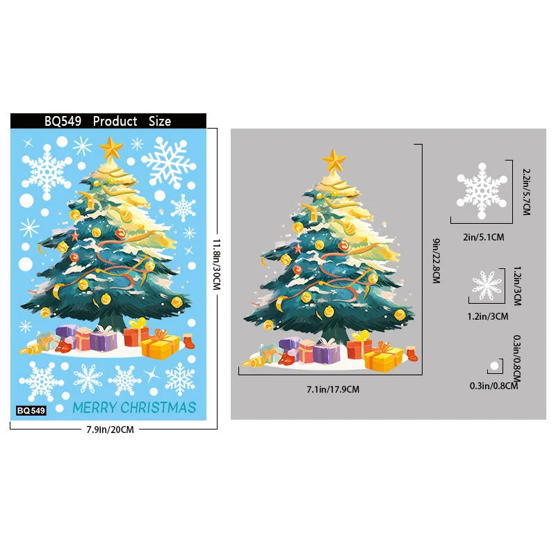 Christmas Window Clings – Tree, Snowman & Snowflake Decals