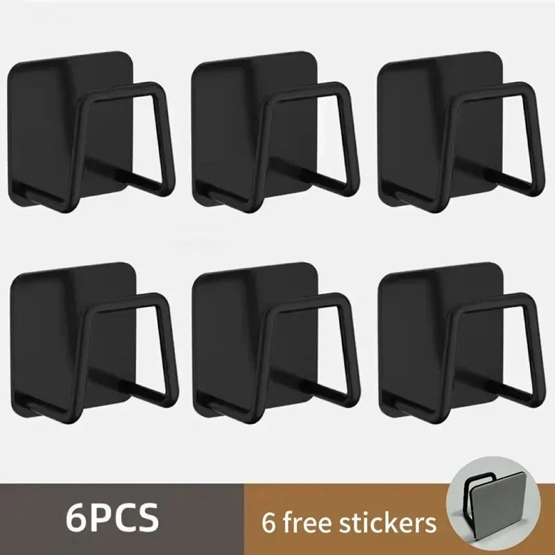 Household Basin Storage Rack Sponge Rack Bathroom and Toilet Storage Hook Non Perforated Wall Mounted Basin Artifact Practical Peaceful Pleasures Health and Wellness 6PCS-black