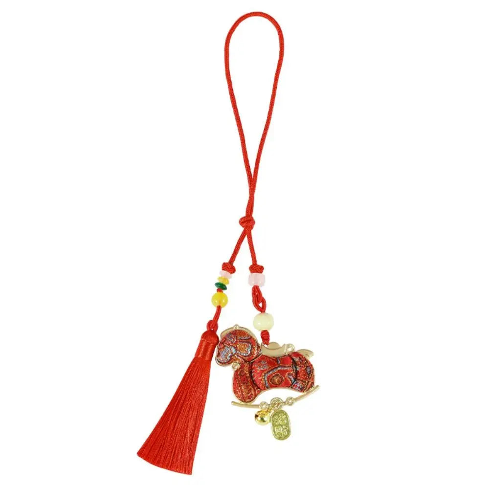 Chinese New Year Horse Embroidered Satin Tassel Pendant