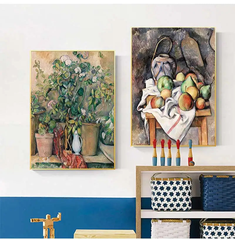 Vintage Paul Cezanne Garden Still Life Terracotta Pots 1890s Art Posters Canvas Painting Wall Prints Picture for Room Home Decor Peaceful Pleasures Health and Wellness