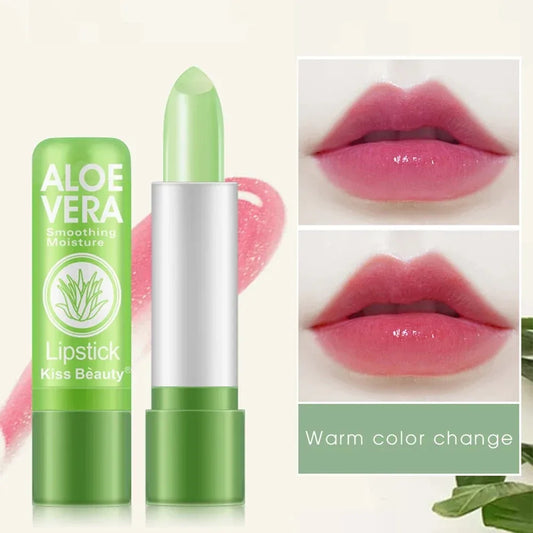 Aloe Vera Temperature Color Change Lipstick Moisturizing Lip Balm Long Lasting Waterproof Nourishing Lip Korean Makeup Cosmetics Peaceful Pleasures Health and Wellness