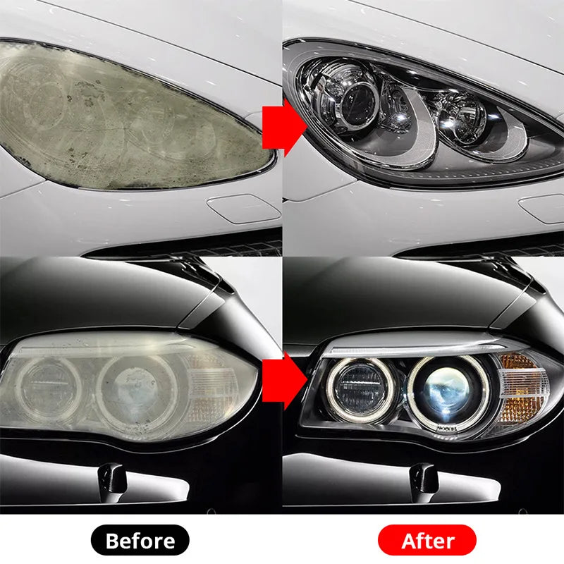 Car Headlight Restoration Kit – Polish, Wax & Defogging