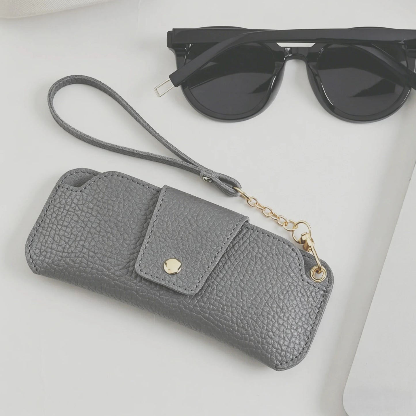 Slim PU Leather Sunglass Case with Wrist Strap | Travel